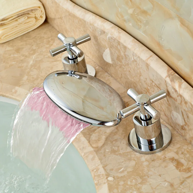 Luxury Waterfall Spout Basin Lavatory Sink Faucet ...