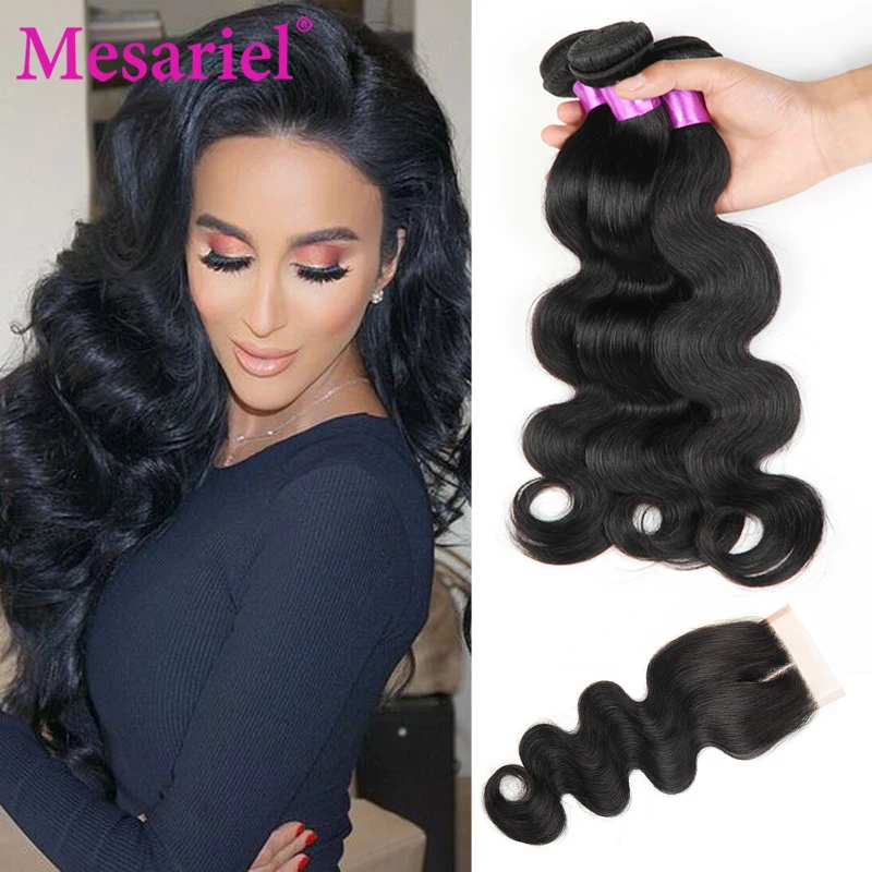 Brazilian Virgin Hair Body Wave With Closure Cheap 3 Bundles Human Hair With Closure 7A Brazilian Virgin Hair With Closure