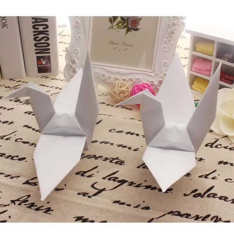 50Pcs DIY Handmade Crane Pearly Origami Paper Crane For Wedding Decorations Party Banner Valentine's Day Birthday Party Supplies