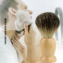 Black Four-way Mane Brush+ Wooden Handle Men's Foam Cleansing Brush Set Razor Portable Durable