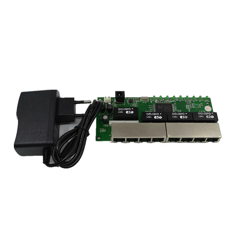 OEM PBC 8-портовый гигабитный Ethernet коммутатор 8 портов met 8-контактный разъем 10/100/1000 m концентратор 8way штекер питания печатная плата OEM schroef gat