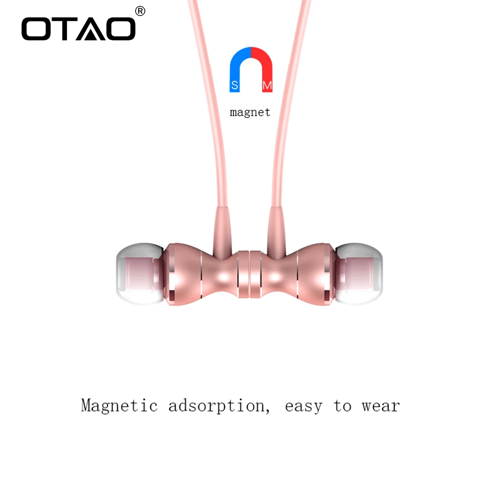 OTAO In Ear Магнитная адсорбционная гарнитура линейный контроль стерео звук с