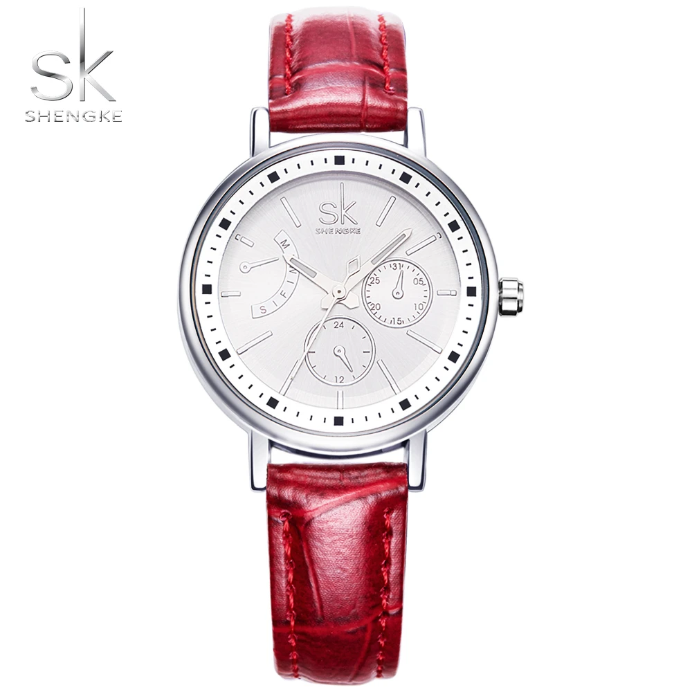 

Shengke Top Brand Women Watches Simple Noble Purple Wrist Watches Leather Watchband Shock Resistant 2018 New Relogio Feminino