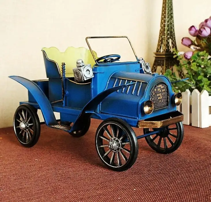 

High-end gift 27cm Vintage car Handmade Metal crafts Simulation model Home decoration Kids' Gift Photography props SM107
