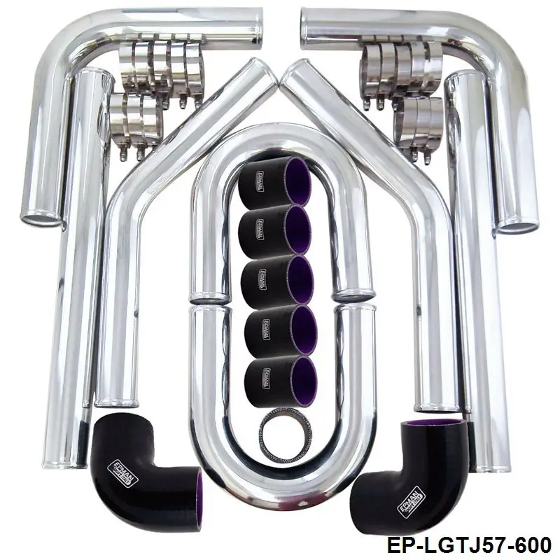 Universal 2.25 inch 57mm Turbo Intercooler Aluminum Pipe Silicone Hose Kit Black Length:600mm For GM Chevy 82-92 EP-LGTJ57-600 | Автомобили