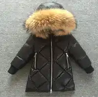 ฤดูหนาวตรวจสอบเสื้อจริงขนปกคลุมด้วยผ้ายาวแจ็คเก็ตเด็กข้นอุ่นเบาะParkas 2017สาวขนาดใหญ่สีดำลายสก๊อตP Arkas