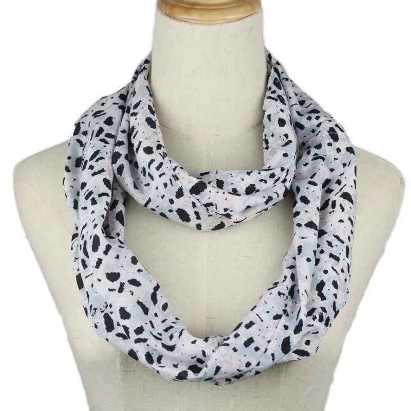 Женский шарф черно белое кольцо в точечку с петлей Infinity Echarpe Foulard Femme snood размер 140*35