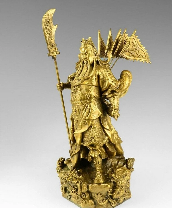 

zhaorui588603Chinese bronze brass Nine Dragon Warrior Guan Gong/ Yu Statue Figure10"H Yellow