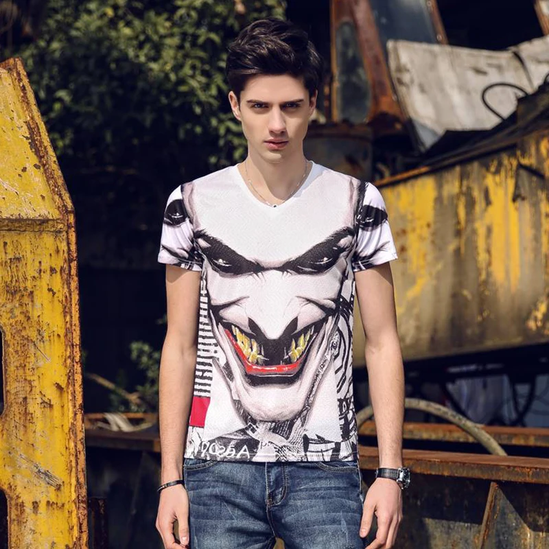 MIUK Print V-neck 3D Cotton Casual Novelty Knitted...