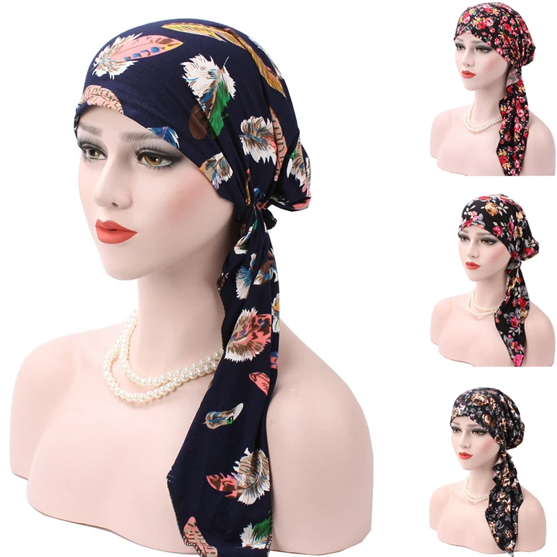 

Cheap 2017 New Spring Women Printing Cancer Chemo Hat Beanie Scarf Turban Colorful Head Wrap Cap Skullies & Beanie