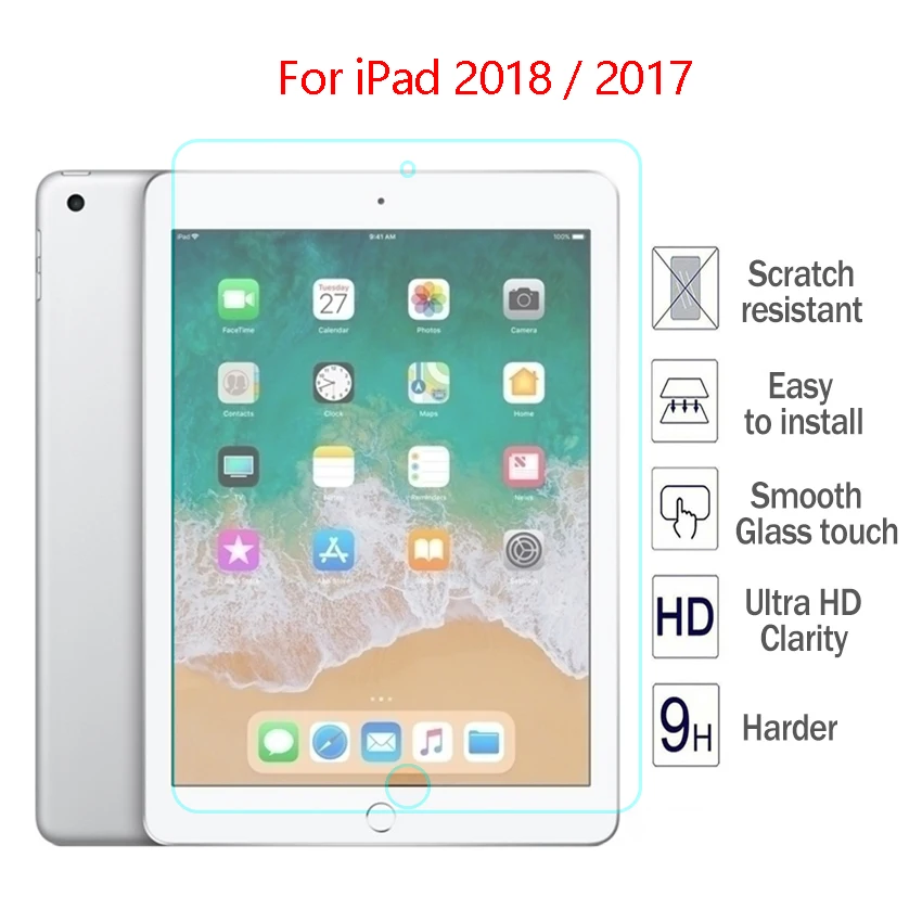 2 шт. 9H закаленное стекло для нового iPad 2018 2017 A1822 A1823 2.5D защита экрана 0 33 мм пленка air