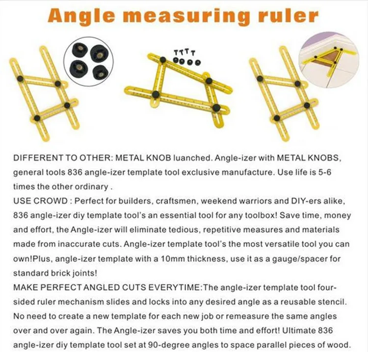 Угловая линейка, регулируемый измерительный инструмент, многофункциональная волшебная линейка, ручные инструменты, многоугольный шаблон, складная раздвижная линейка