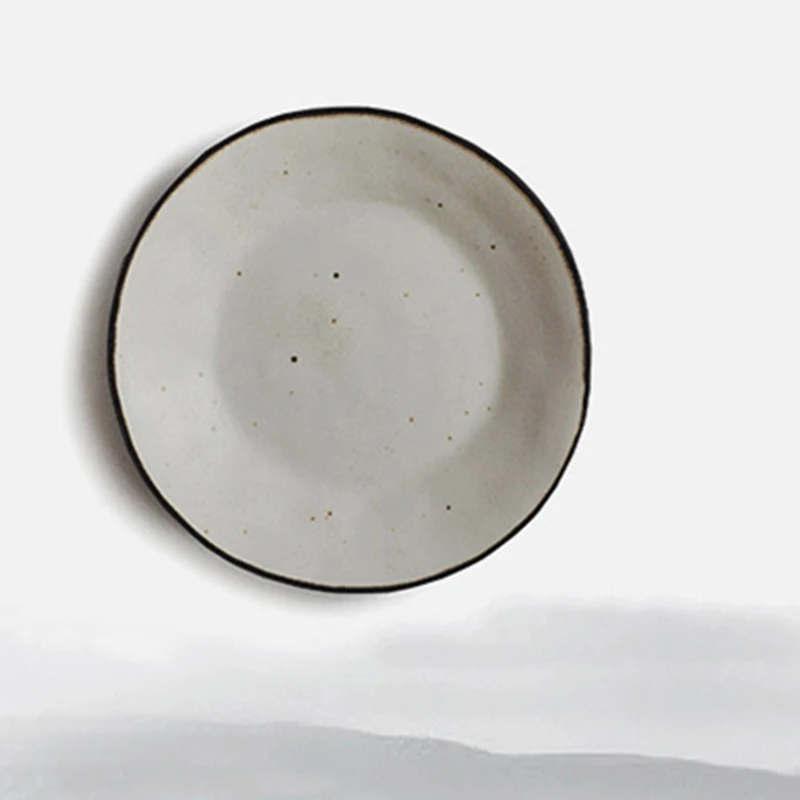 

Japanese-style Ink Ceramic Rough Pottery Weidie Seasoning Oil Snack Dish Home Coffee Saucer Restaurant Tray Dinnerware Plate