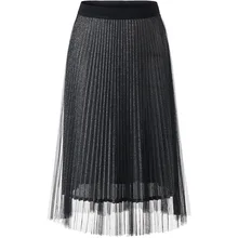 Европейская и американская женская осенняя и зимняя новая Уайлд Высокая талия плиссированная сетчатая юбка Золотая Бархатная длинная юбка