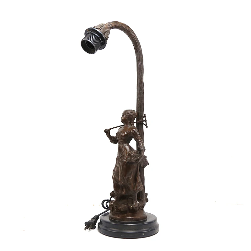

Beautiful lady lamp holder bronze statue