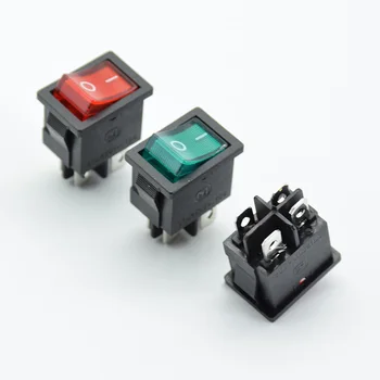 

5PCS 21x15mm KCD1-104 Rocker power Switch With LED lights boat Red 4 pin 2 terminal Hole size 13*19mm 6A 250V 125V