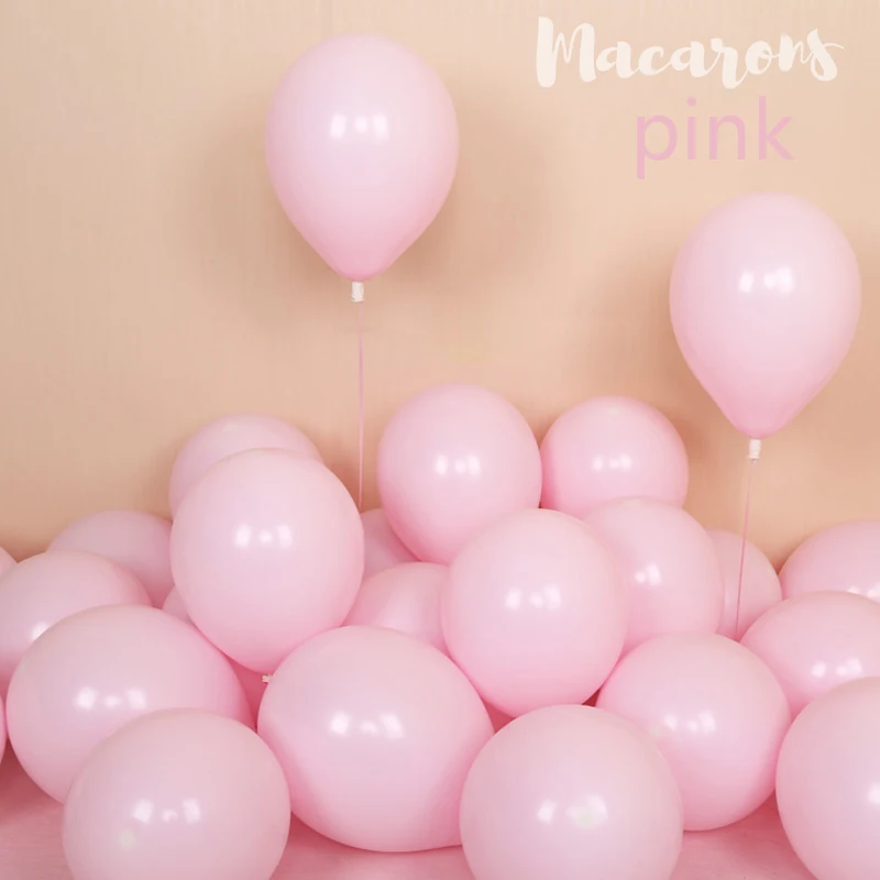 100pcs 10inch Latex Macaroon Balloon Baby Birthday Wedding Balloons Valentine's Day Party Decoration Air Ball Arch baloons Decor-pink
