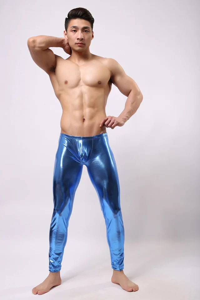 Модные брендовые мужские сексуальные блестящие кожаные мужские сексуальные леггинсы для фитнеса штаны/компрессионные обтягивающие брюки для геев