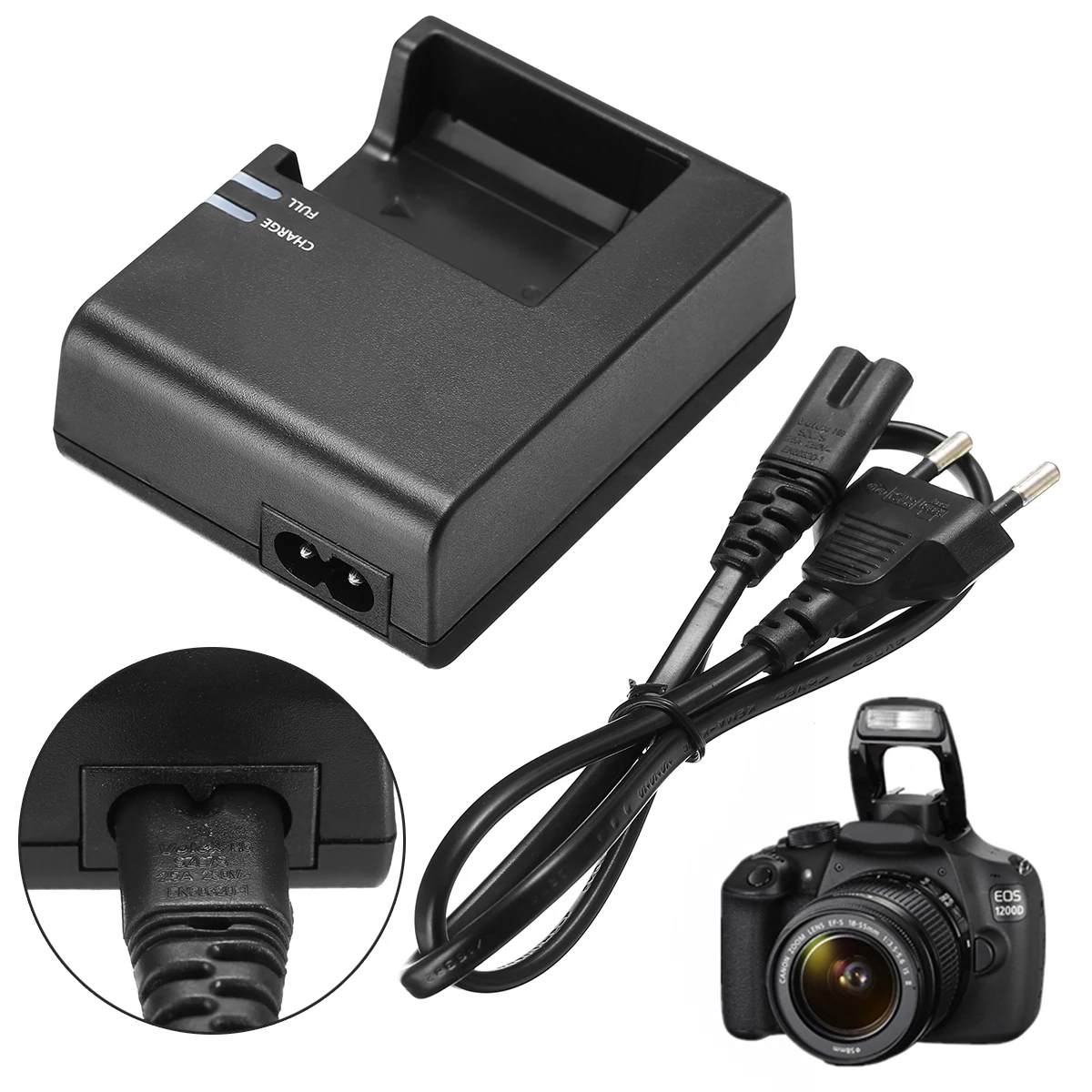 1 Set Black LC-E10C Battery Power Charger+EU Plug Power Cord Suitable For Canon LP-E10 EOS 1100D 1200D Kiss X50 Rebel T3