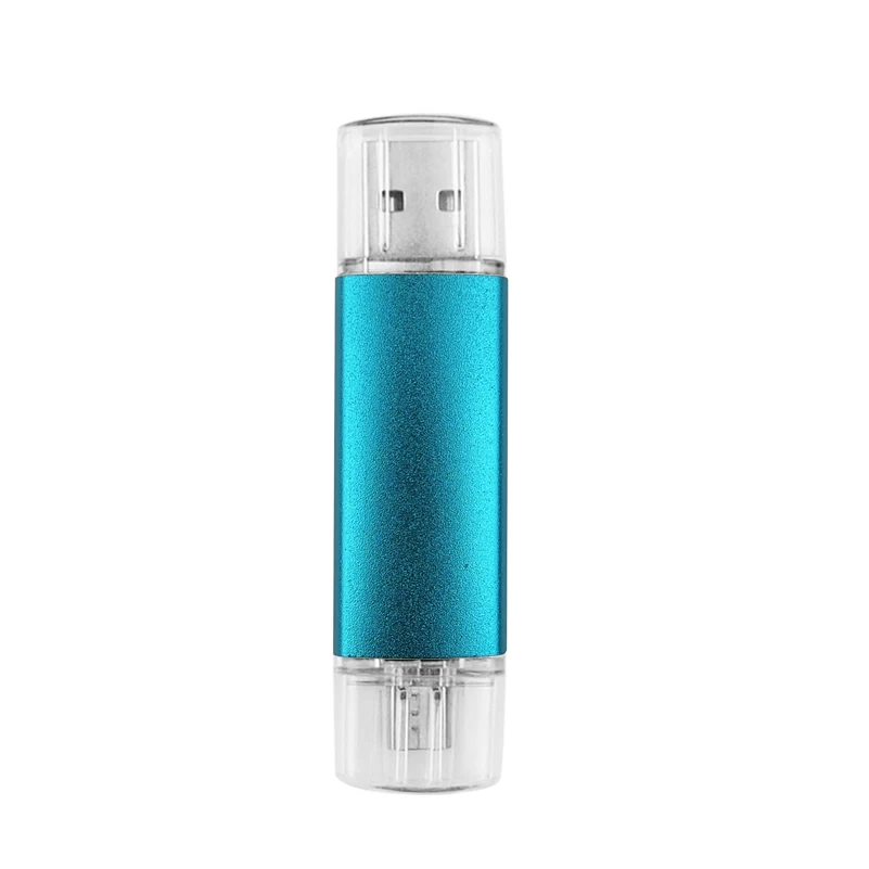 Смартфон USB флеш-накопитель металлический флеш-накопитель 64 Гб Флешка 8 ГБ 16 ГБ 32 ГБ 4 ГБ OTG внешний накопитель Usb карта памяти флеш-накопитель - Цвет: Light Blue OTG 2.0