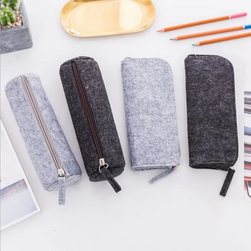 Multifunction Felt Material Cosmetic Bag Handbag Pillow Shape Travel Makeup Storage Bag Zipper Wash Organizer Students Bags