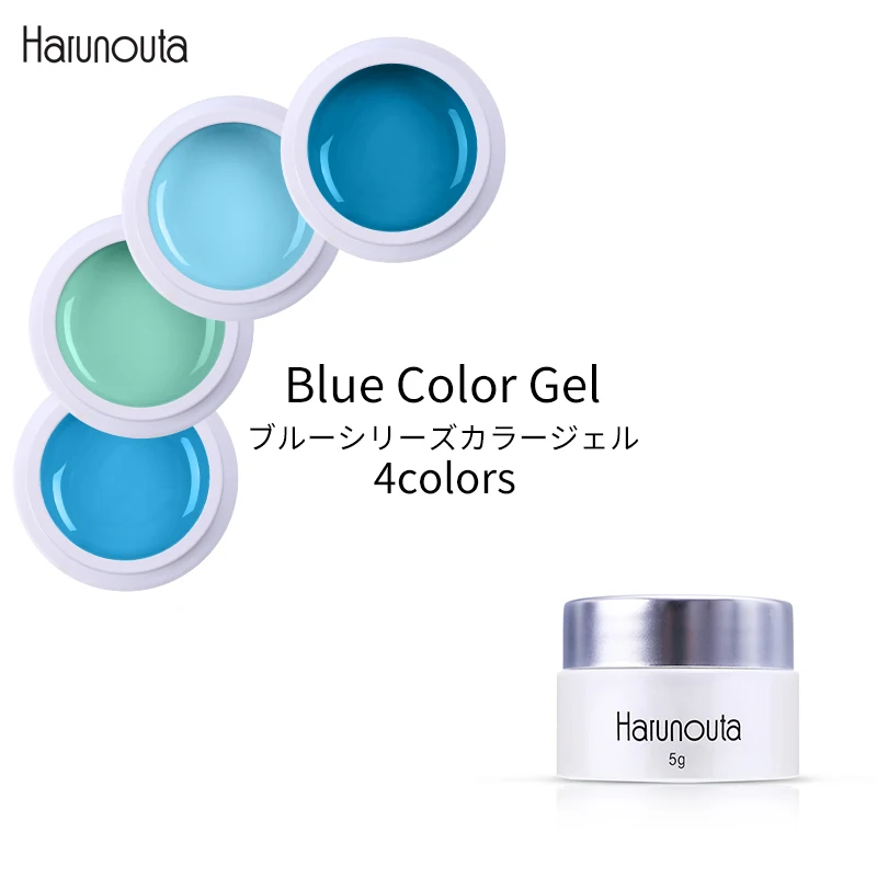 

Harunouta 5g Blue Color UV Gel Polish Soak Off Gel Varnish One-shot Color Nail Art Gel Glitter Color Gel Pure Nail Color Varnish