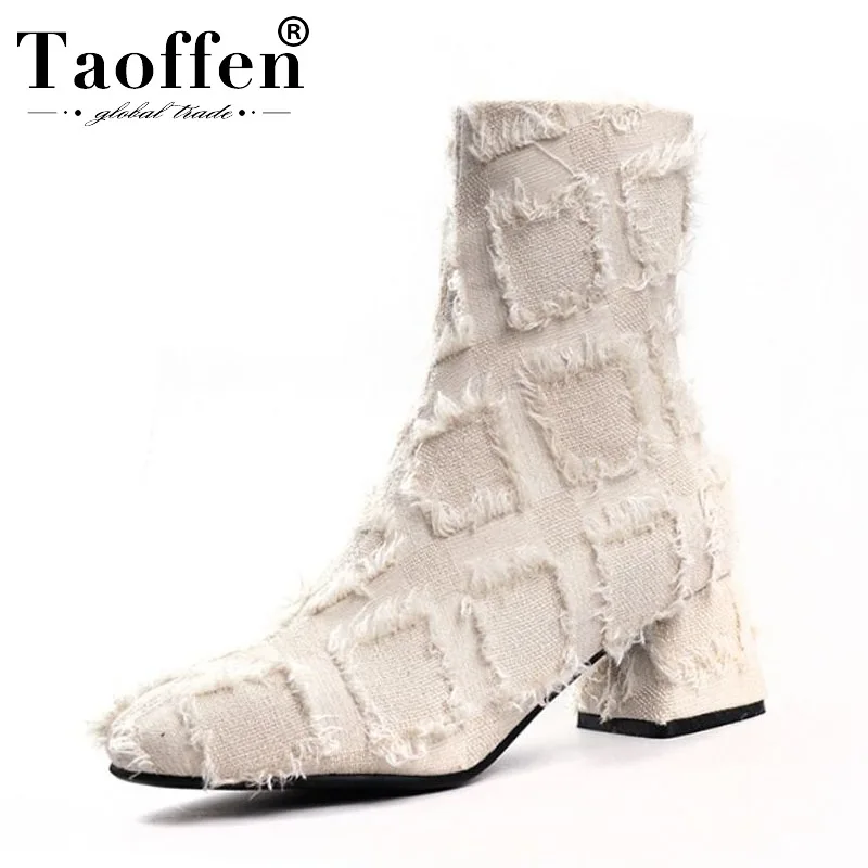 

Taoffen Office Ladies Square Heels Daily Woman Ankle Boots Winter Autumn Pointed Toe Boots Zipper Stylish Shoes Women Size 34-45