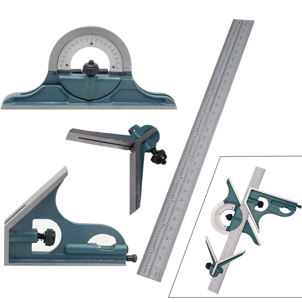 

3 In1 Adjustable Protractor Carpenter Tools Square Angle Ruler Stainless Steel Combination Universal Set Multi-function Measure
