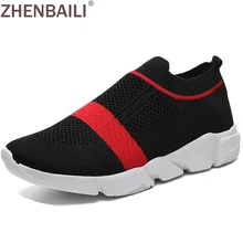 ZHENBAILI/Большие размеры 41, 42, смешанные цвета, дышащие сетчатые вязаные носки без застежки, кроссовки, Уличная Повседневная Женская обувь на плоской подошве