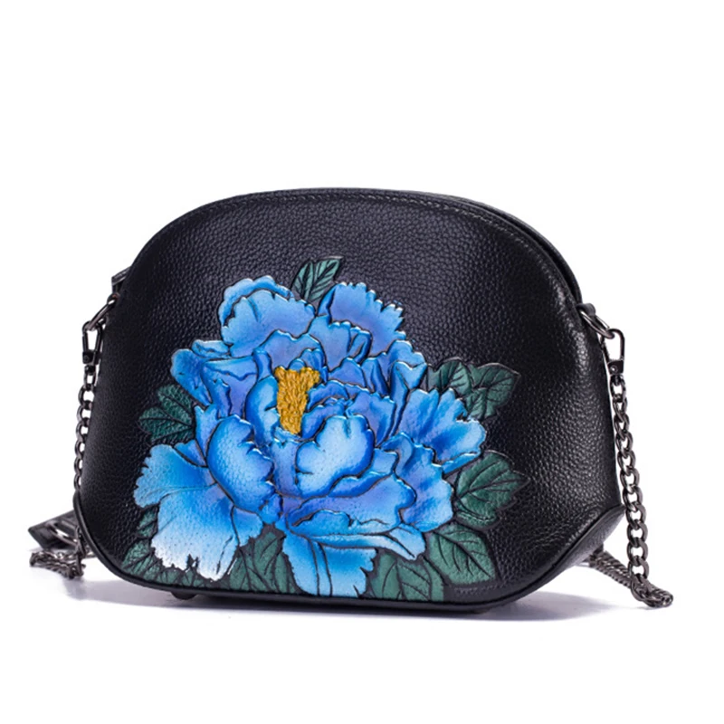 Роскошные женские сумки из натуральной кожи, сумка через плечо с цветком, маленькая тисненая Сумка-тоут, сумочка в китайском стиле, сумка через плечо