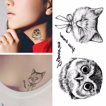 

2PCS Temporary Tattoos Black Owl Arm Fake Transfer Tattoo Stickers Hot Sexy Men Women Waterproof Designs Tatoo Sticker