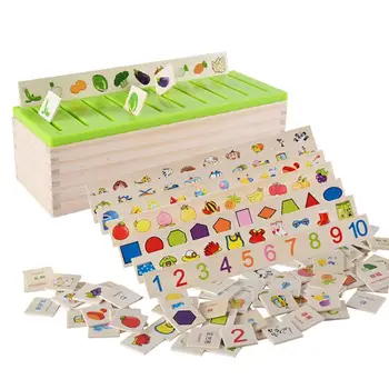 

Children Kids Early Learning Educational Toys Wooden Cartoon Knowledge Classification Box Training Toy for Over 3 Years Old Kids