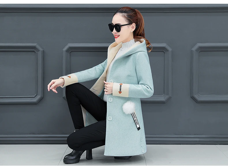 Женское пальто средней длины на осень, 2018 Новая Стильная осенне-зимняя одежда, Корейская версия