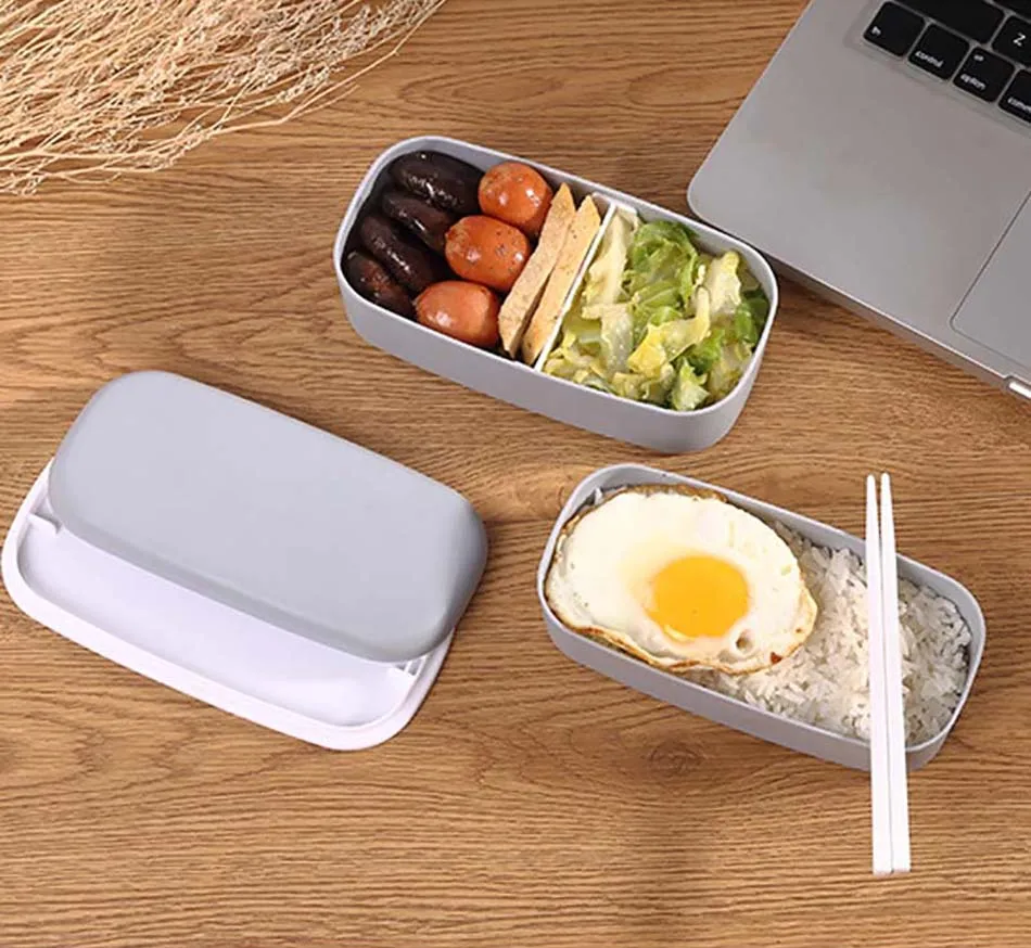 ONEUP Microwavable 2 слоя Ланч-бокс с отделениями герметичный Bento box изолированный пищевой контейнер с палочками для еды