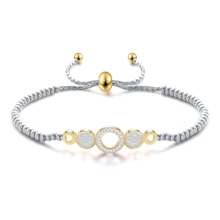 Браслеты из бисера с кристаллами серебро/золото цвет нержавеющая сталь шар регулируемый Шарм Ювелирные Браслеты Аксессуары для женщин