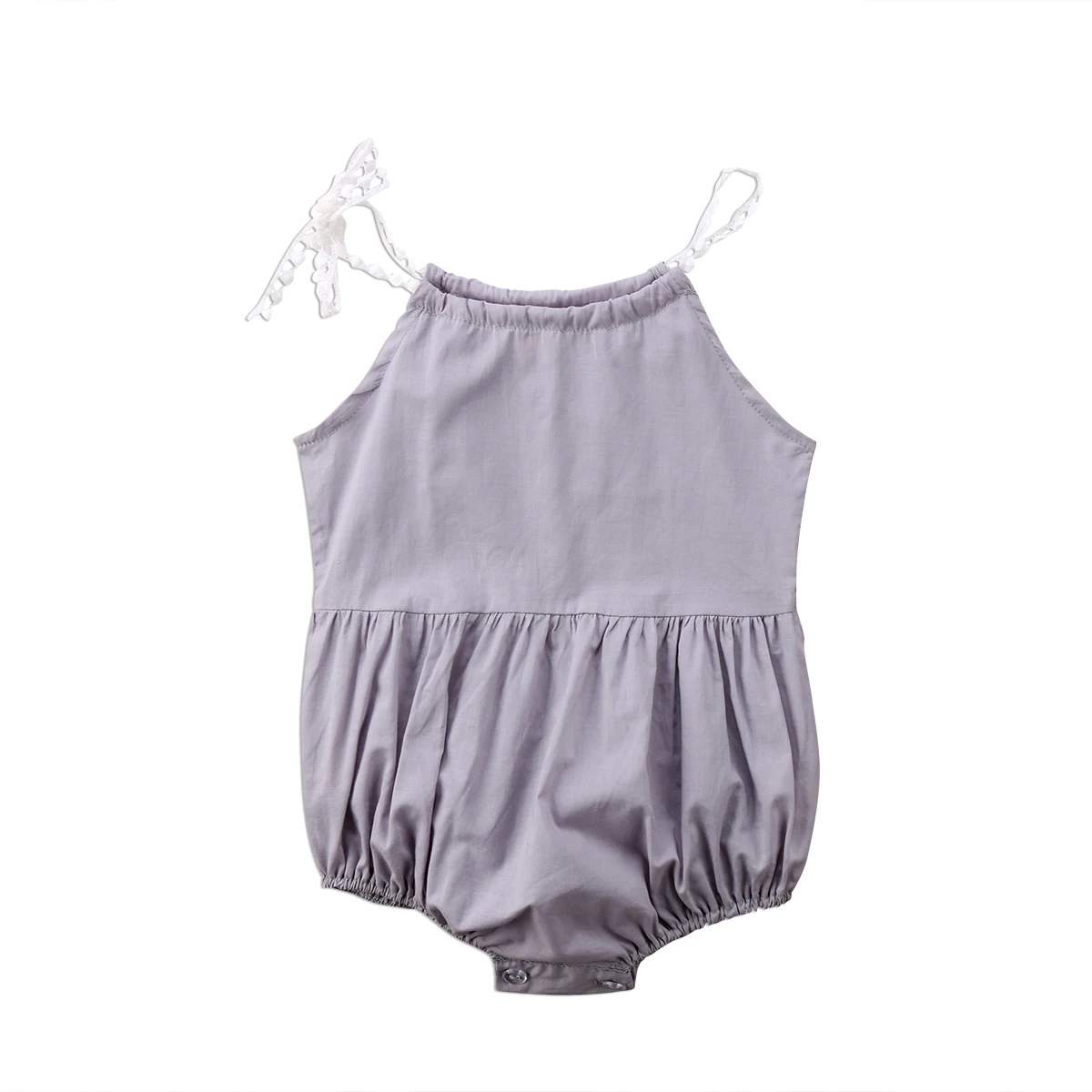 Newborn Kids Baby Girls Bodysuits Strap Solid Sleeveless Cotton Cute