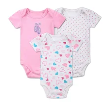 

3pieces/lot 100% Cotton Baby Bodysuit Newborn Infant Baby boy Girl Unisex Short Sleeve Underwear Pajamas Clothes