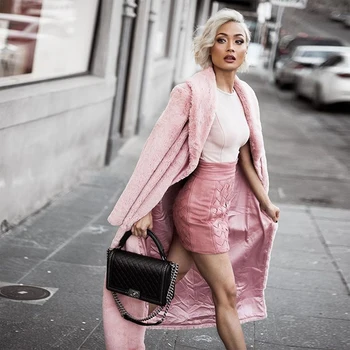 

2018 New Fashion Poplar Winter Coats Collection Purple Faux Fur Long Coat Vestidos Christmas Style Outfit Clothing Wholesale