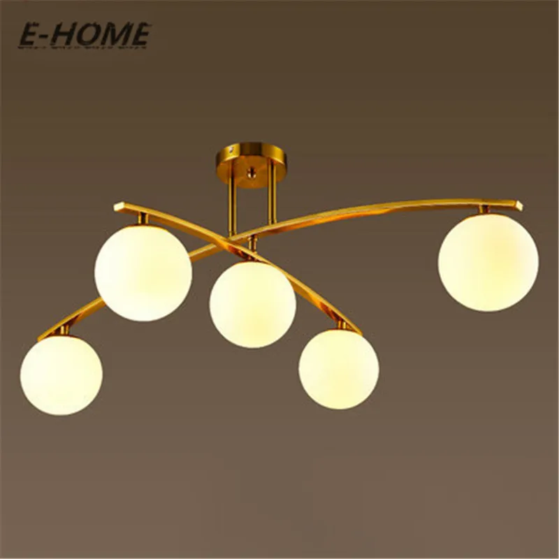 

Post-modern metal plating gold-white frosted glass model room ceiling lamp designer lighting