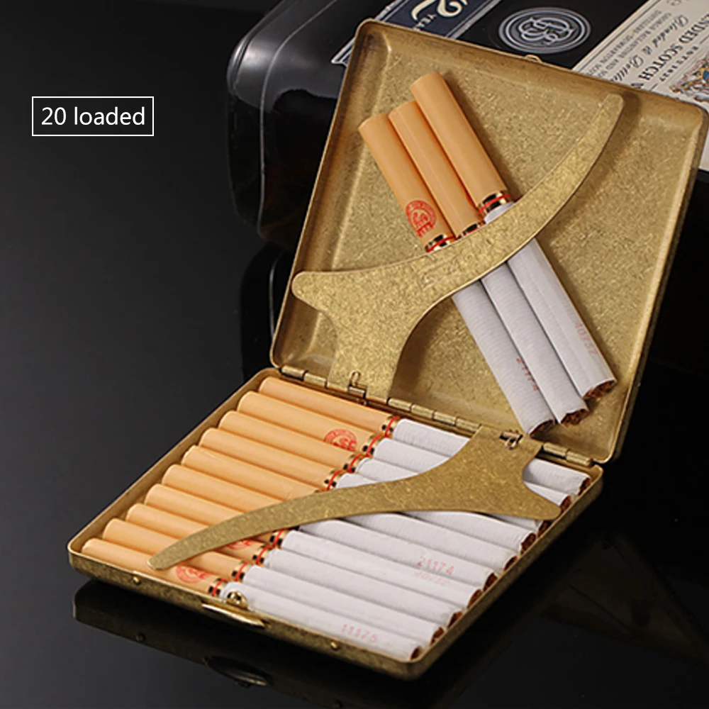 

TEAM PISTOL 20 Cigarette Capacity Portable Creative Ultra-thin Creative Retro Copper Personality Men Cigarette Case With Clips