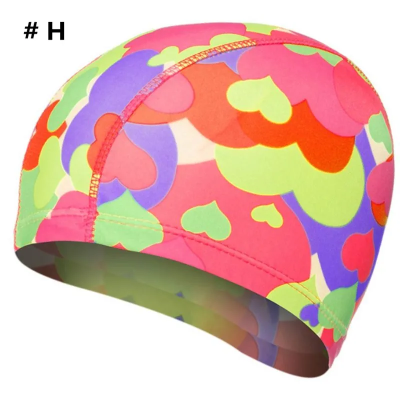 Детская Водонепроницаемая эластичная шапочка для плавания с цветным сердцем Цветочная цифровая печать защита ушей длинные волосы для купания, спа-шапка