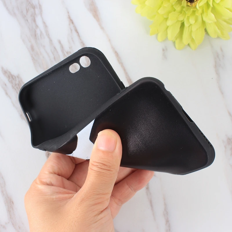 Силиконовый чехол с рисунком космонавта для iphone 7 черный милый кот любовь точка