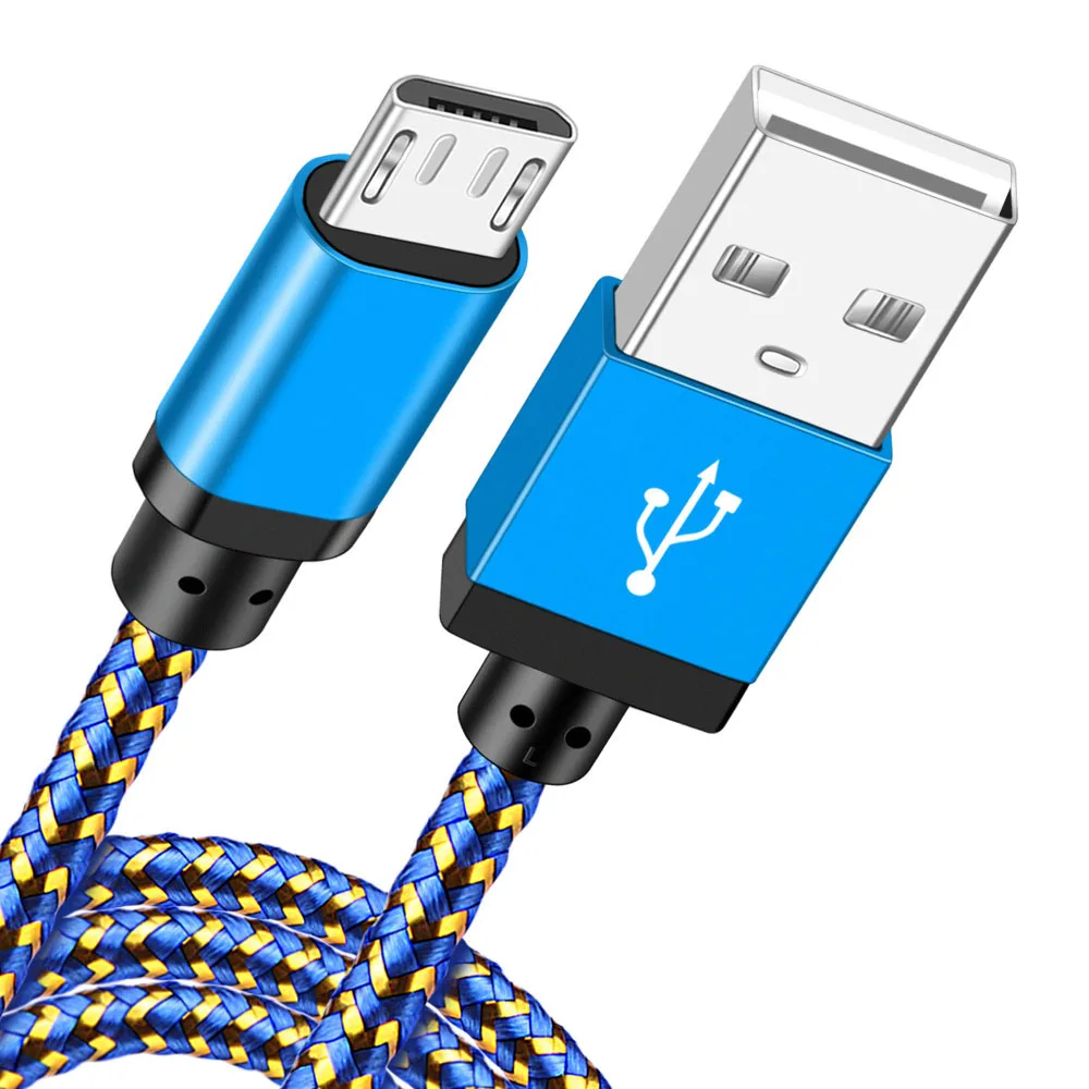 Олаф Быстрая зарядка Micro USB кабель синхронизации данных нейлоновый USB кабель для мобильного телефона для Android адаптер зарядное устройство кабели для samsung кабель - Цвет: blue