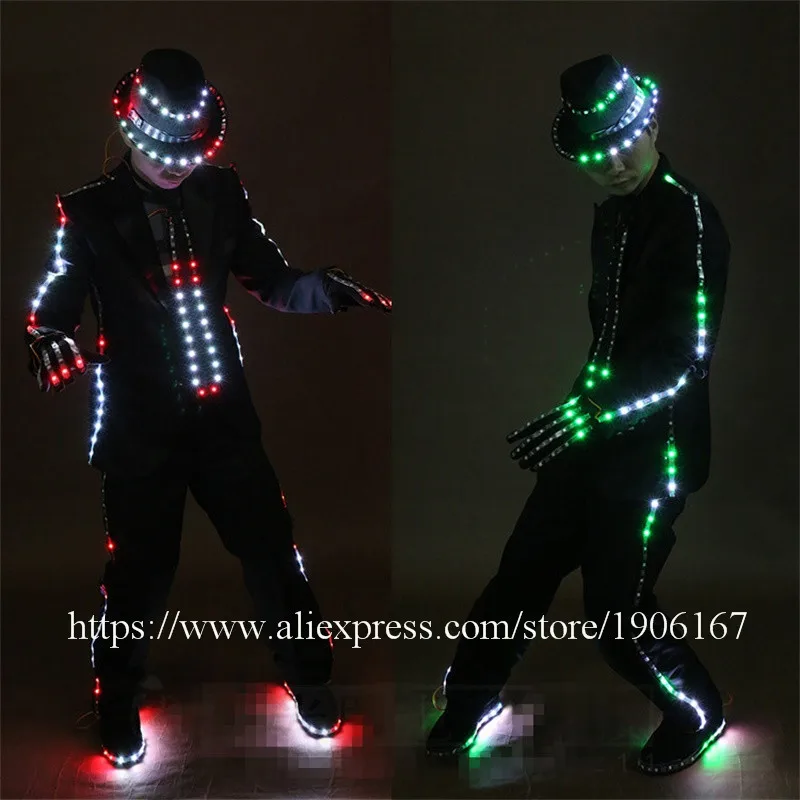 RGB светодиодный растущий костюм в стиле MJ Светодиодный светящийся для бальной