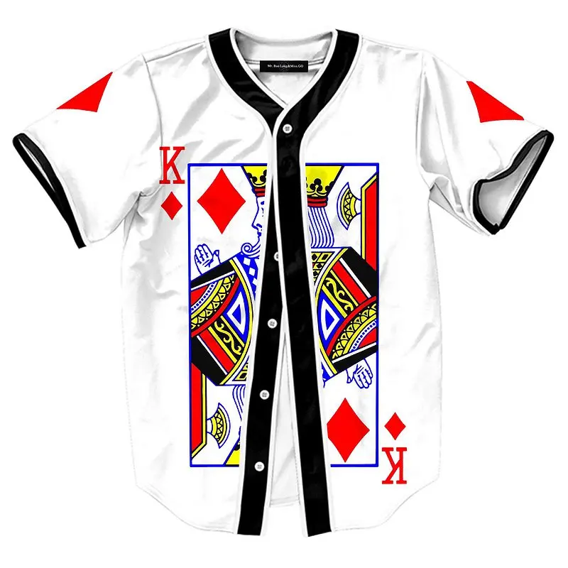 Новинка года; бейсбольная футболка унисекс модные рубашки в стиле хип-хоп с 3d принтом для мальчиков летняя Уличная Повседневная футболка на пуговицах; Homme - Цвет: King tees