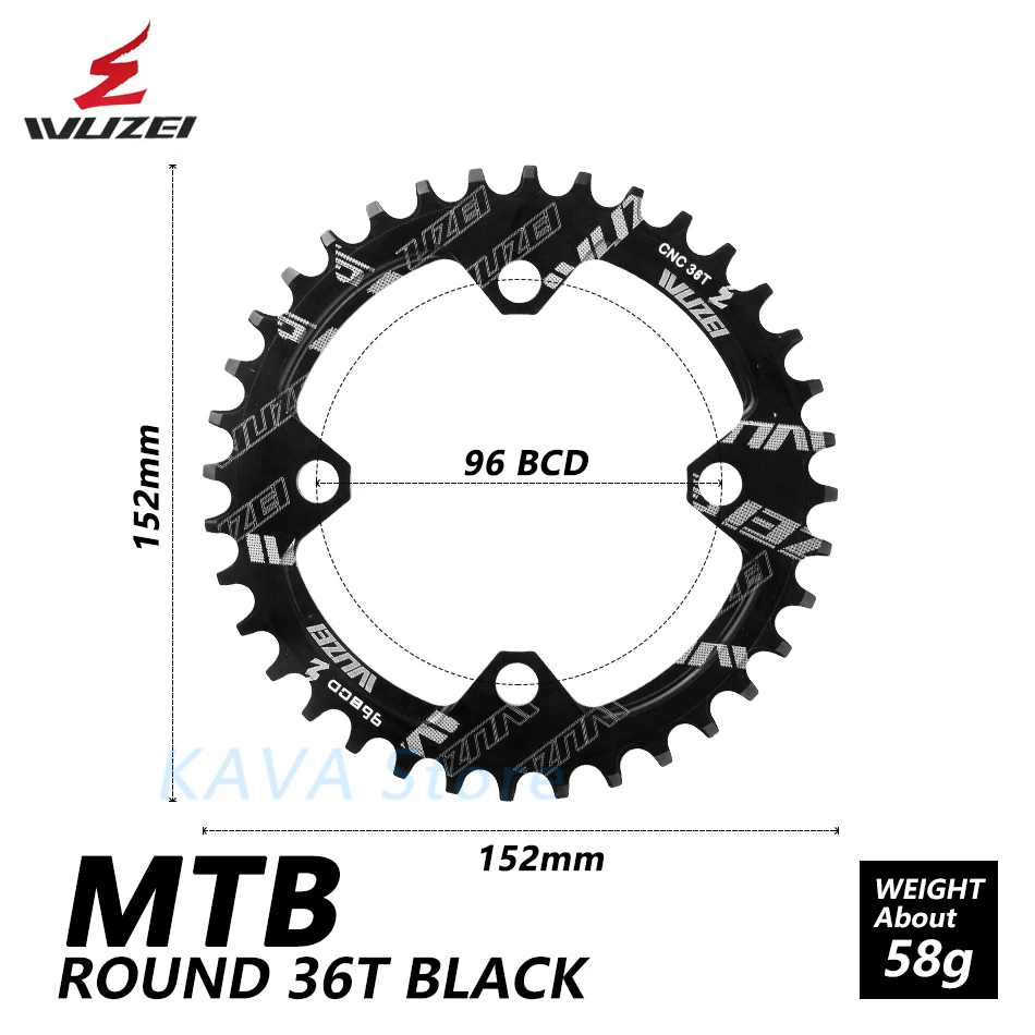 Wuzei 96BCD Круглый/Овальный 32/34/36/38T MTB горный велосипед велосипедная Звездочка для shimano ALIVIO M672 M782 M4000 M4050 GX рукоятки - Цвет: Round Black 36T