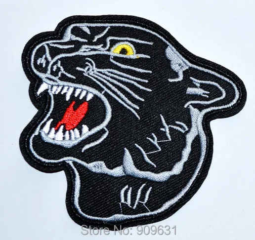 Hitam Panther Cat Cougar Jaguar Leopard Hewan Applique Besi Di