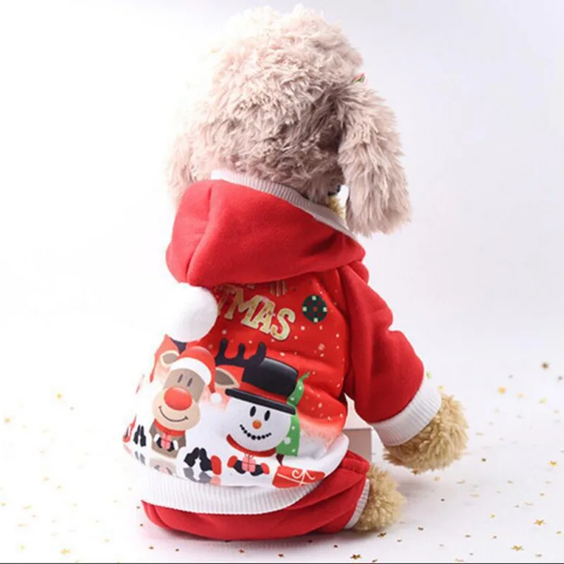 Рождественская Одежда для собак Зимнее пальто костюм Санты Новогодний для домашних собак одежда с милым щенком наряд для XS-2XL