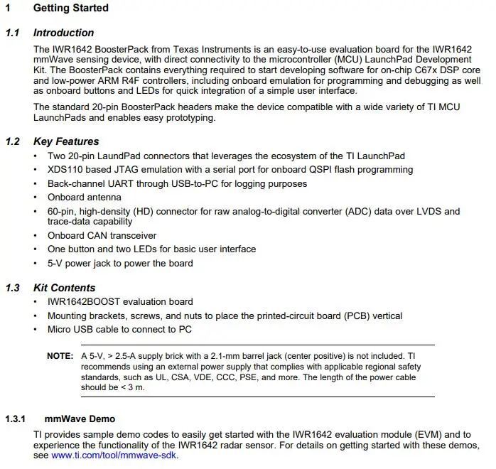 IWR1642BOOST INFO