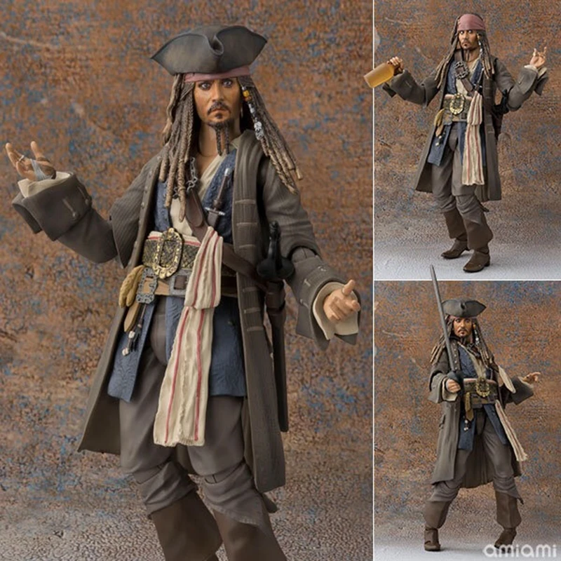 16cm SHF Pirates of the Caribbean: Dead Men Tell No Tales Captain Jack Sparrow Jointed Action Figures Toy 16cm SHF Pirates of the Caribbean: Dead Men Tell No Tales Captain Jack Sparrow Jointed Action Figures Toy